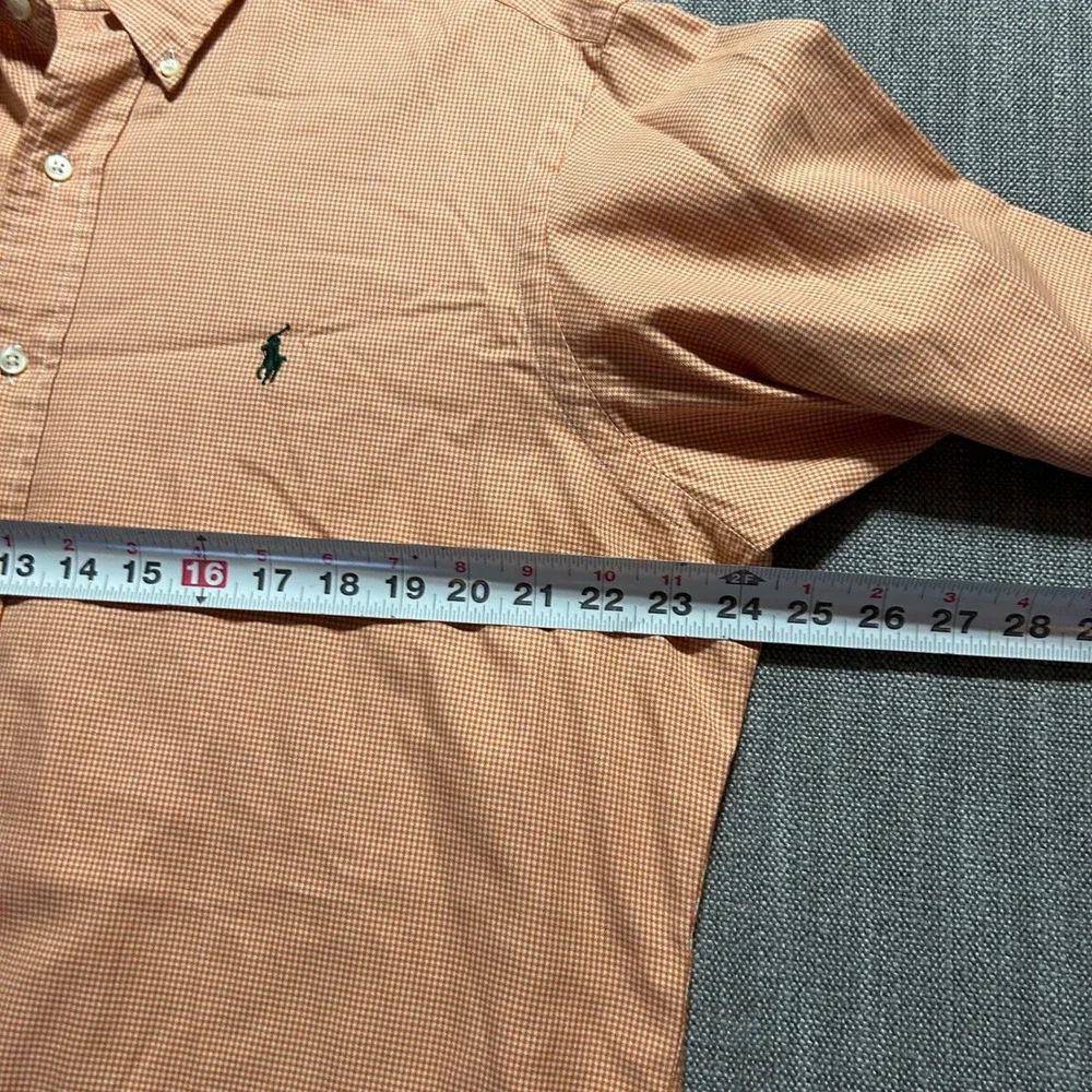 Ralph Lauren Mens Classic Fit Orange Houndstooth Button Down Shirt Large L - Picture 5 of 6